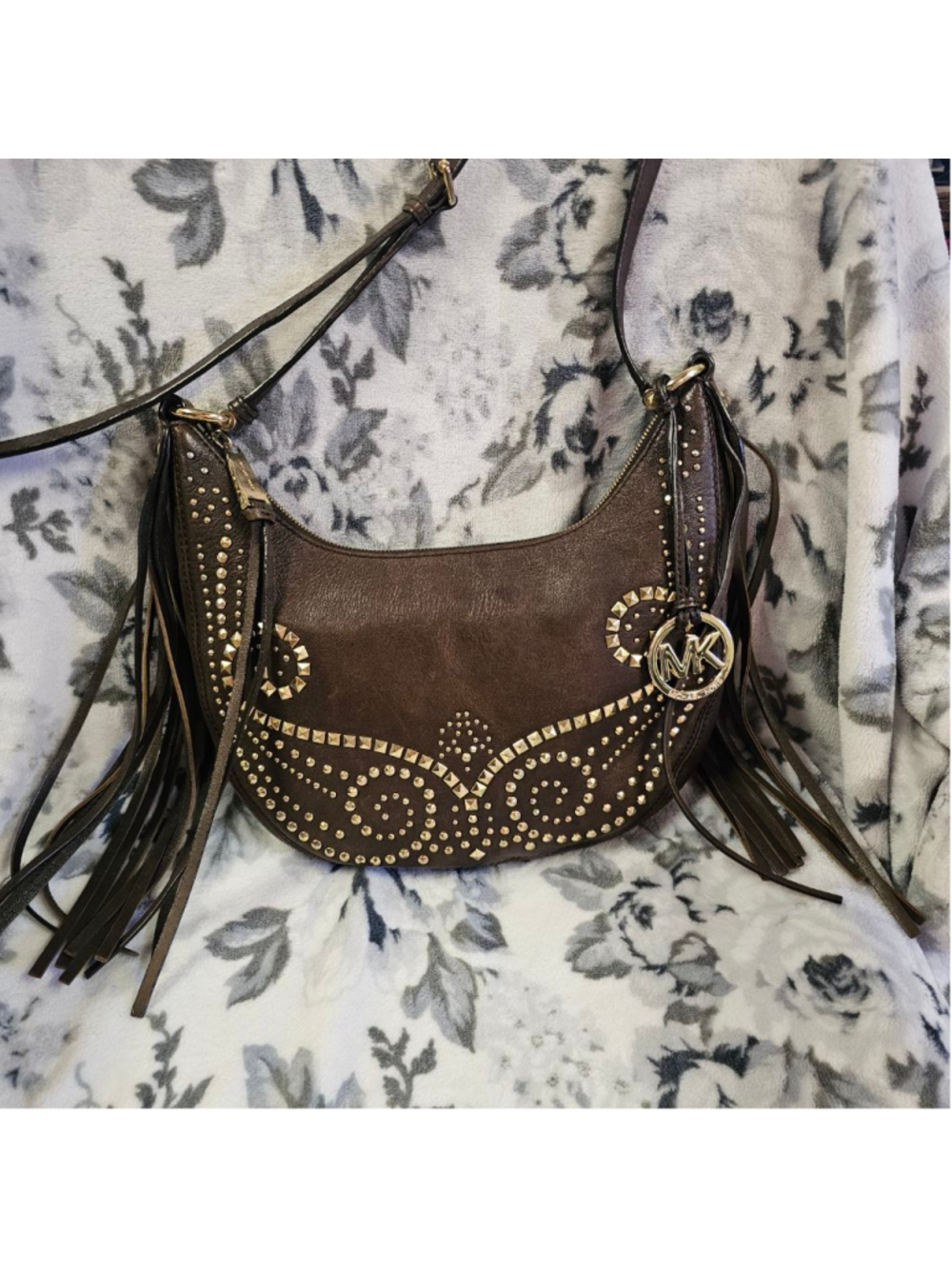 Michael Kors Rhea Studded Fringe Messenger Bag - Picture 8 of 10